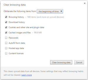 clear your browsing data