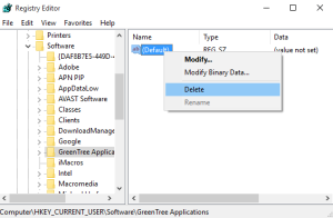 delete registry value