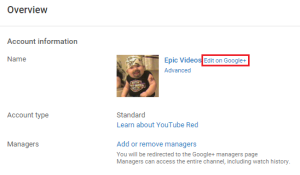 edit your Youtube channel name on google plus