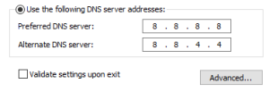 use google dns server to fix dns_probe_finished_no_internet