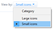 view by small icon in control panel