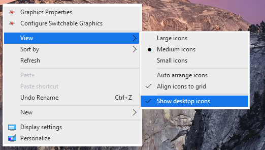 hide desktop icons