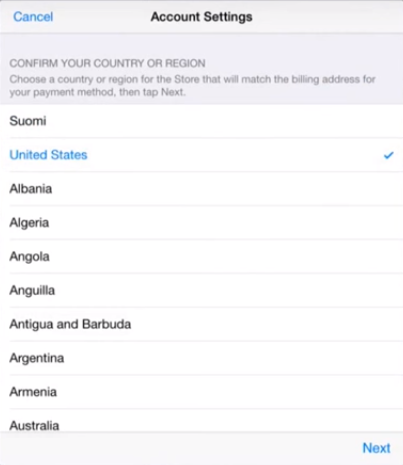 change country ios