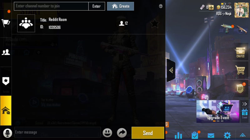 Enter chat room in pubg mobile