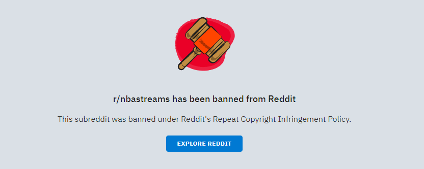 NBA Stream on Reddit Banned