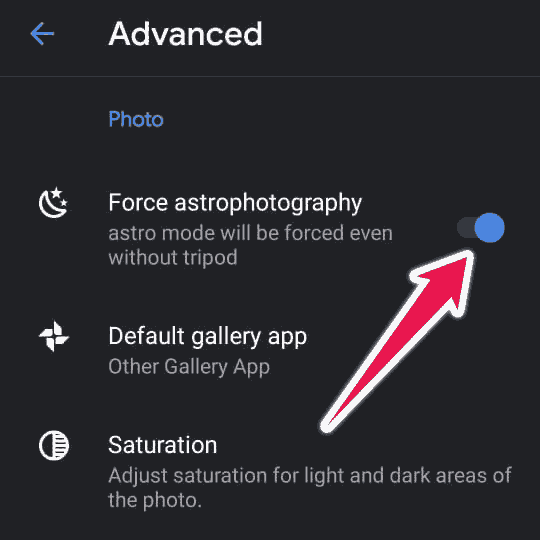 Activate-astrophotography-mode