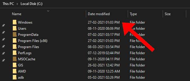 Check the ‘Date modified Dates in C drive - Check Your BIOS Version Using Command Prompt - check how old is my computer