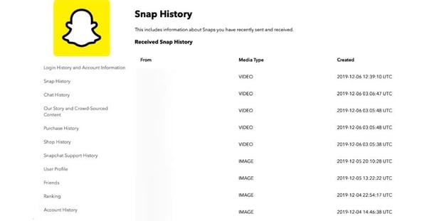 Snapchat Conversation History