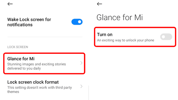 Removing Glance from Lock Screen on MI Phones