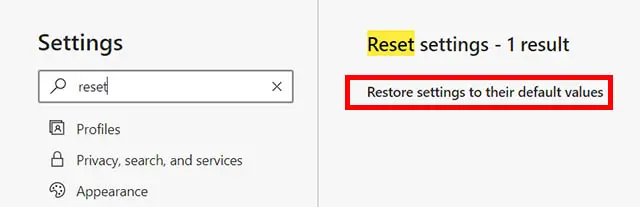 reset edge browser