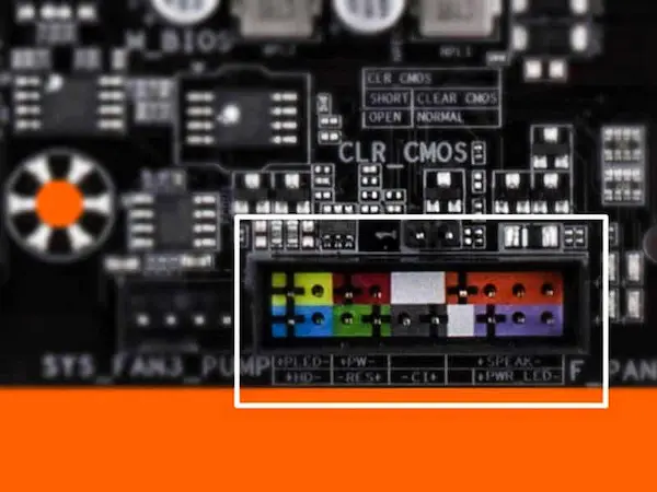 layout of the front panel header of the motherboard