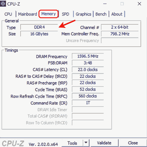 cpuz check DDR RAM