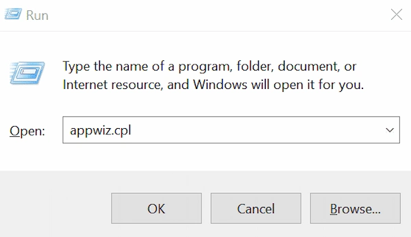 windows 10 appwiz.cpl run command 1