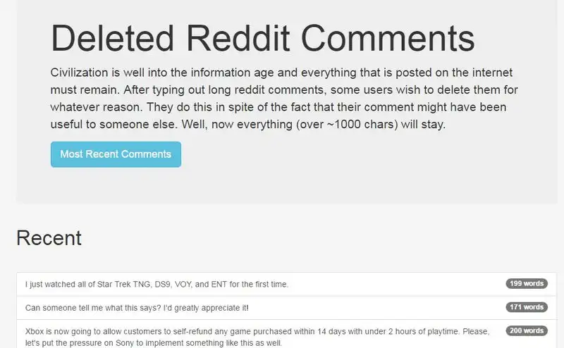 Deleted Reddit Posts: Removed Comments?