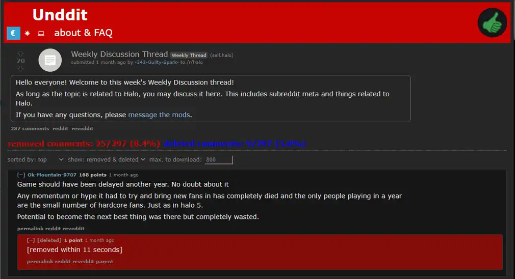 Deleted Reddit Posts: Removed Comments?