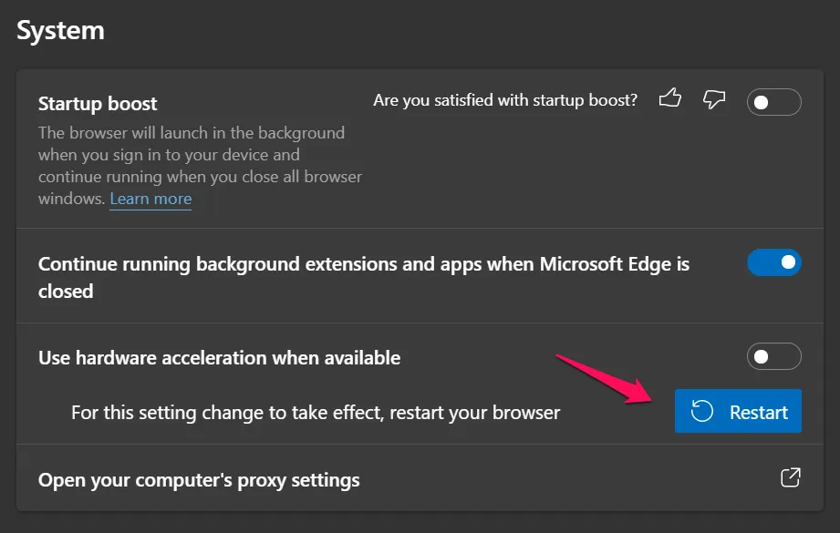 Disable hardware Acceleration in Edge 5